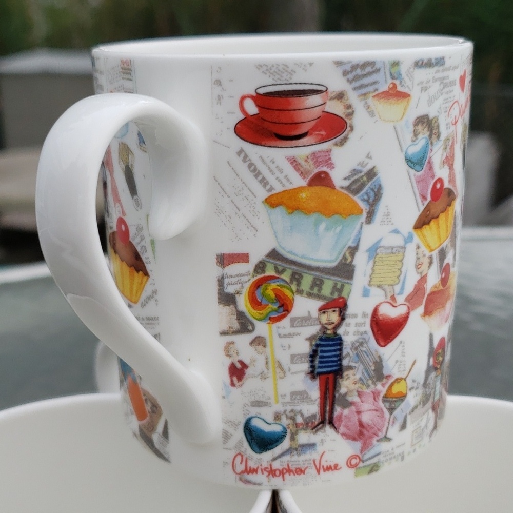 CHRISOPHER VINE Australia PARIS Porcelain Collectible Coffee Mugs, Set of 4 - Picture 5 of 16